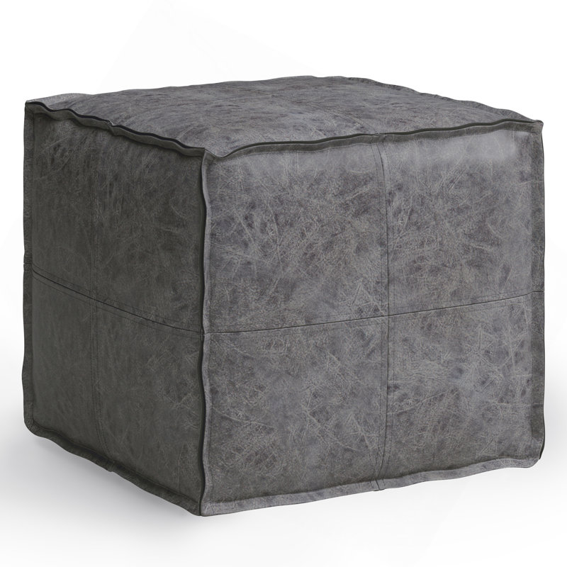 Brody - Pouf carré - noir vieilli, L 18 po, Gris foncé