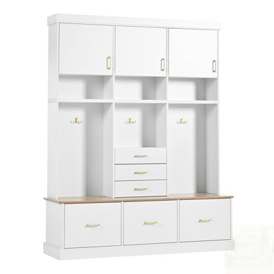 Entryway Hall Tree With Bench And Storage, 5-In-1 Modern Organizer For Hallway, Entryway, Living Room, Mudroom