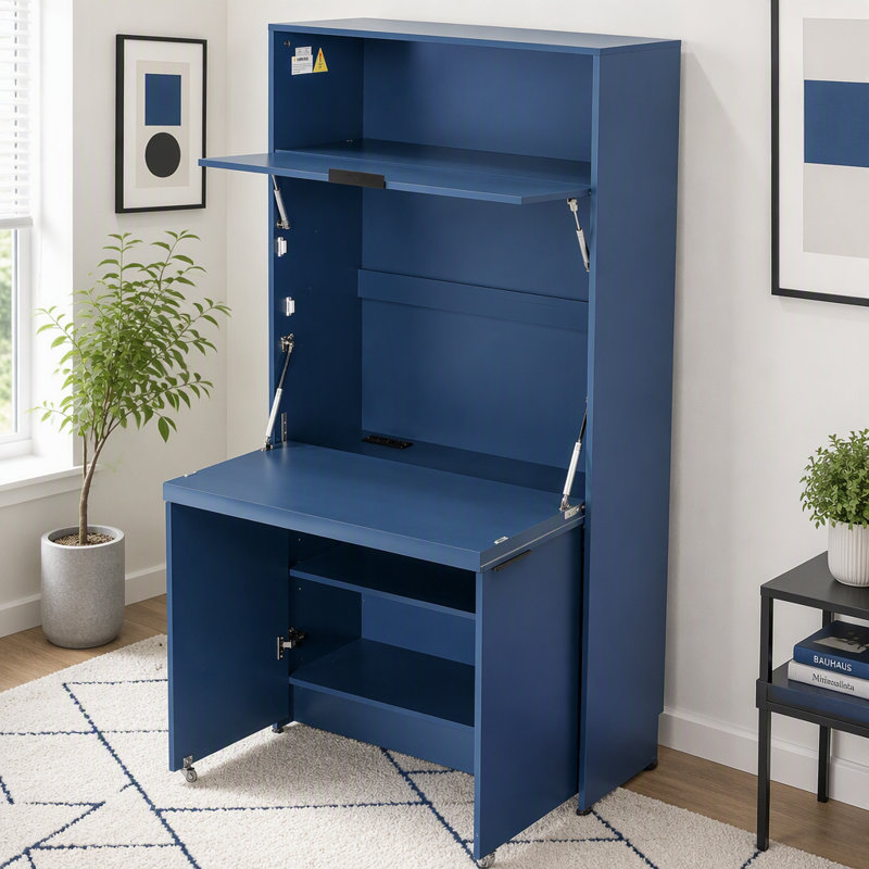 69''H Buffet with Hutch and Foldable Workstation, Multifunctional Storage Cabinet Cupboard with Adjustable Shelf and Power Outlet