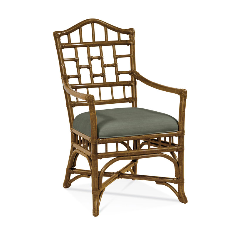 Chippendale Upholstered Arm Chair, Havana, White Textured Performance; 0865-91