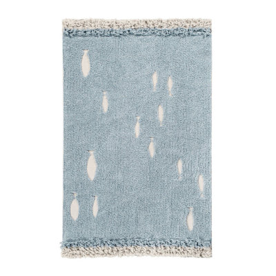 Aqua Blue Hand-Tufted Cotton Rug