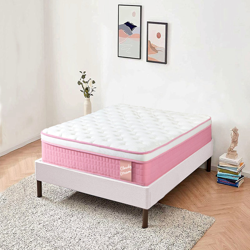 Housse tricotée en mousse à mémoire de forme à 7 zones avec matelas hybride 12 pouces Certipur-Us - blanc