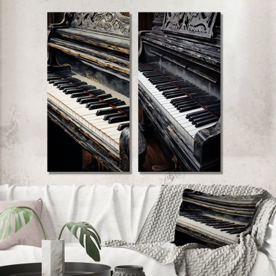 Clés de piano noires et blanches «To Serenity» - ensemble de 2 décorations murales pour piano