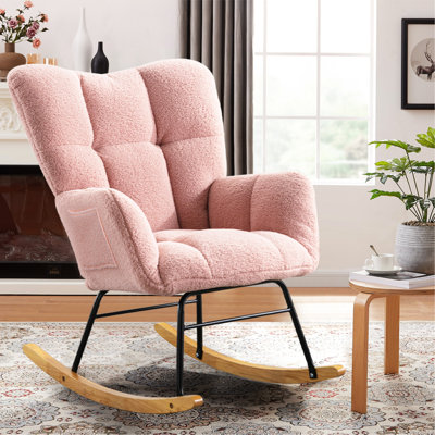 Chaise berçante en tissu Teddy pour la détente et les loisirs