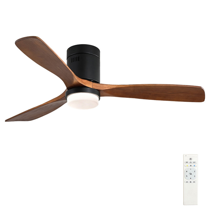 Airys 52'' Ceiling Fan with LED Lights, Brown Wood, Bronze