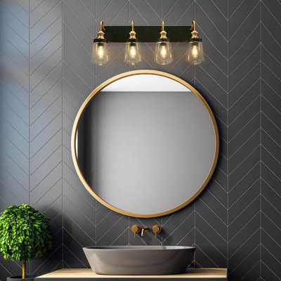 Éclairage pour salle de bain à 3 lumières à intensité variable noir / laiton Abinayan