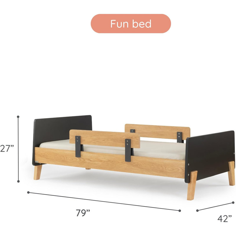 Fun Twin Bed, Graphite/Red Oak