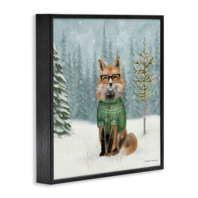 «Winter Woodland Fox», estampe numérique, conception de Danielle Murray, Giclée encadrée noir minuit, H 12 po x l 12 po