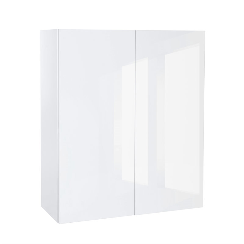 White Gloss Frameless Melamine Wall Cabinet with Adjustable Shelves