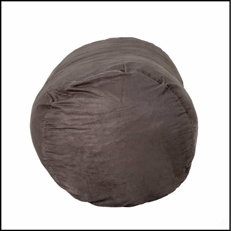 Fauteuil à billes cylindrique en suède de 4 pieds Michael, siège doux et élégant pour les espaces de vie modernes, gris anthracite