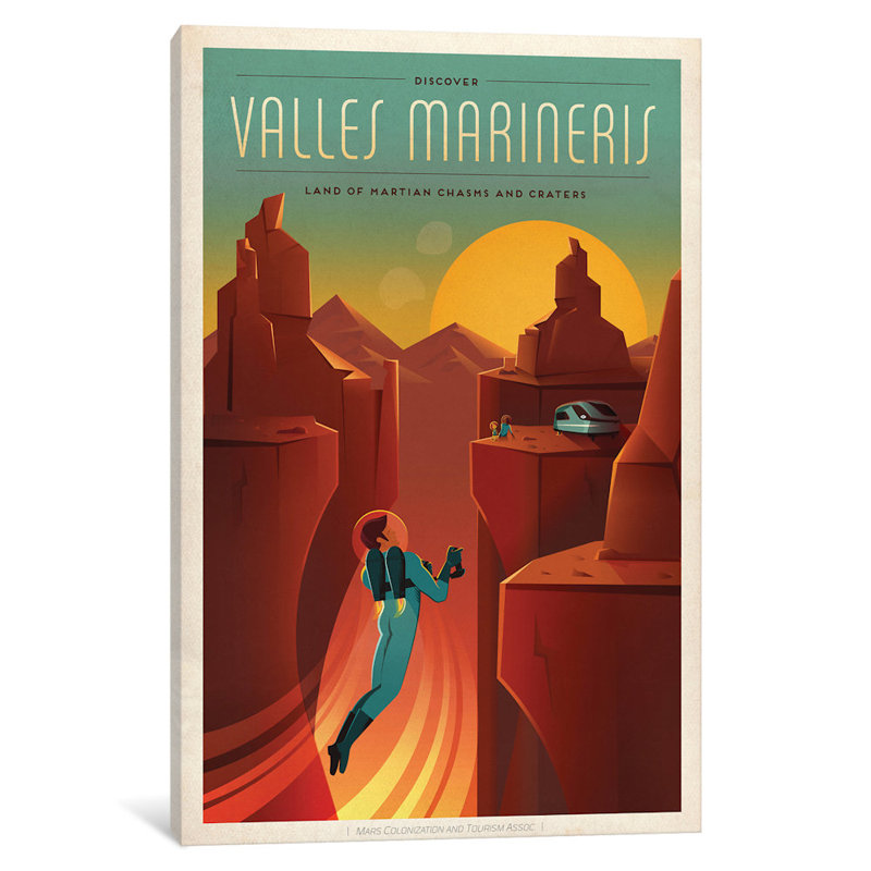 «Valles Marineris Space Travel» par SpaceX, impression sur toile, H 40 po x l 26 po x P 1,5 po, Toile tendue, Pas de tapis