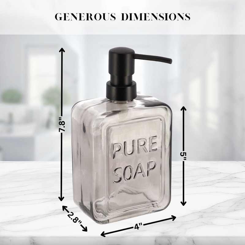 Glass Soap Dispenser PURE SOAP 18 FL OZ, Smoked