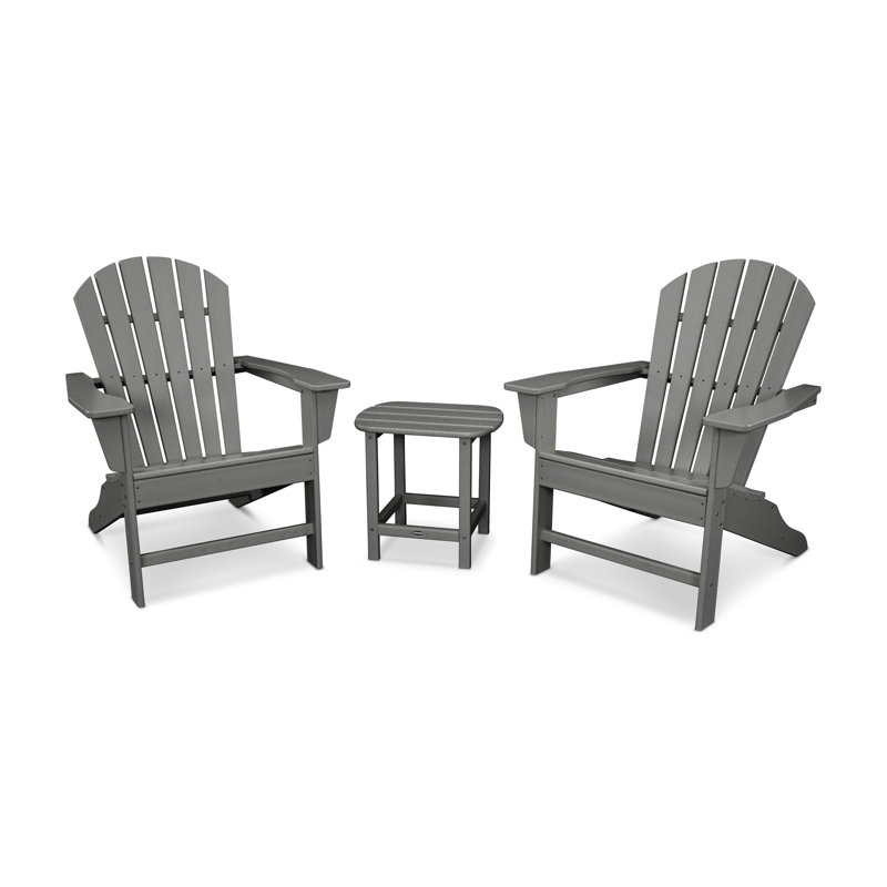POLYWOOD South Beach Adirondack 3-Piece Set, Slate Gray