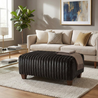 Roundhill Furniture Nolan Contemporary Upholstered Cocktail Ottoman, Lush Black