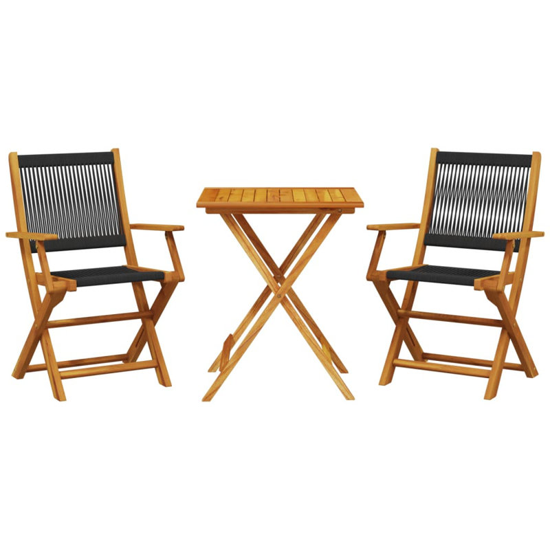 Prajedes 2 - Person Wood Patio Dining Set with Square Table, Black