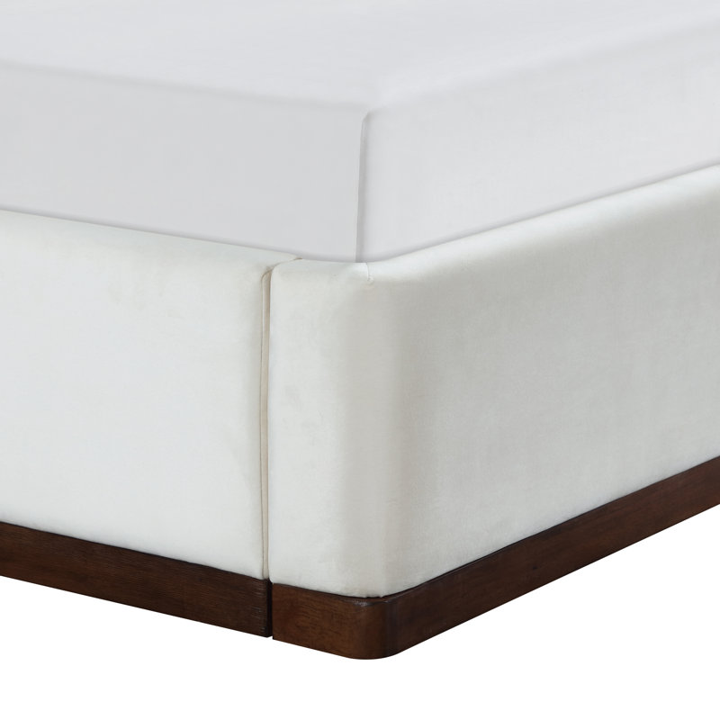 Lit tapissier Dayna, Velours crème, Très grand