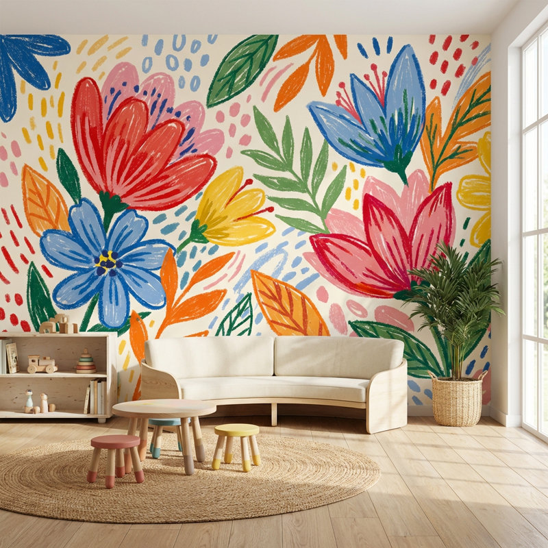 Papier peint floral, Non tissé non collé, 120 po x 96 po