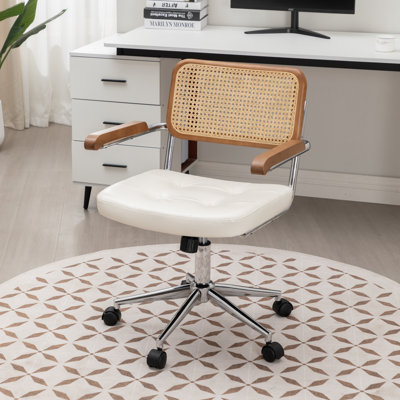 Carli Rattan Leather Office Chair