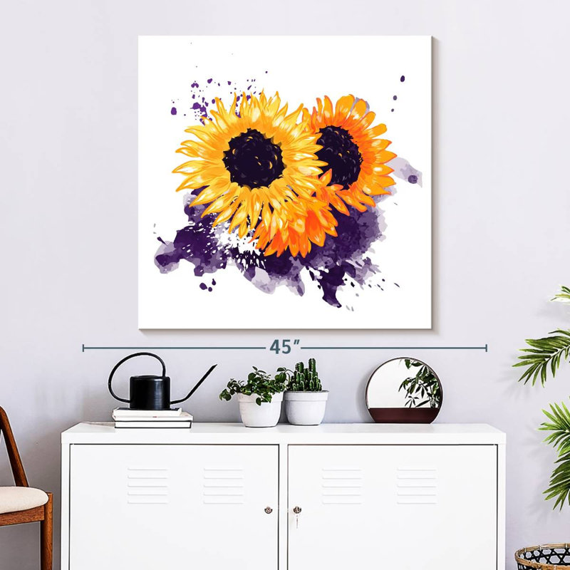 Harnek tournesol encre éclaboussure, H 33 po x l 33 po