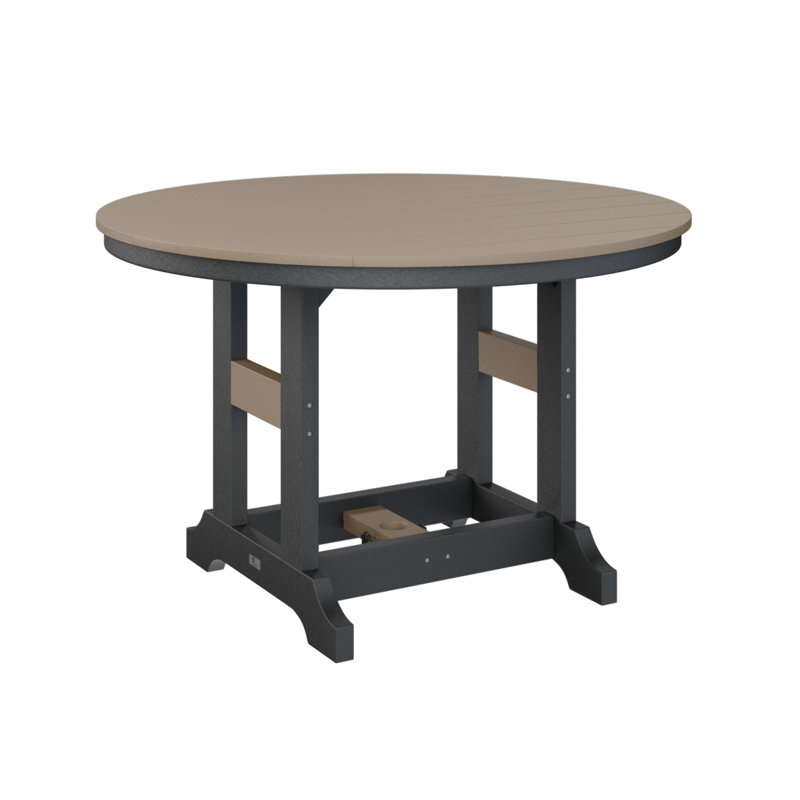 Garden Classic Outdoor Round Bar Table, Weatherwood, Black