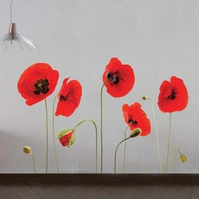 Red Poppy Floral Wall Sticker