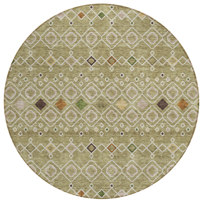 Aleighna Area Rug with Non-Slip Backing, Round 8'