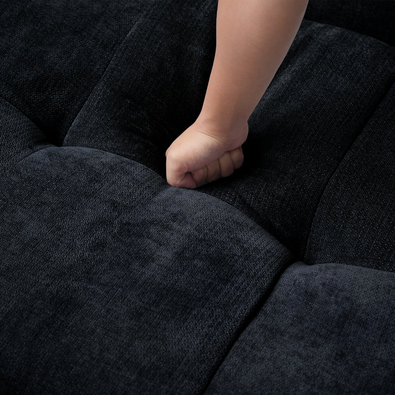 Canapé modulaire rembourré en tissu 3 pièces Kay Crumley, Noir