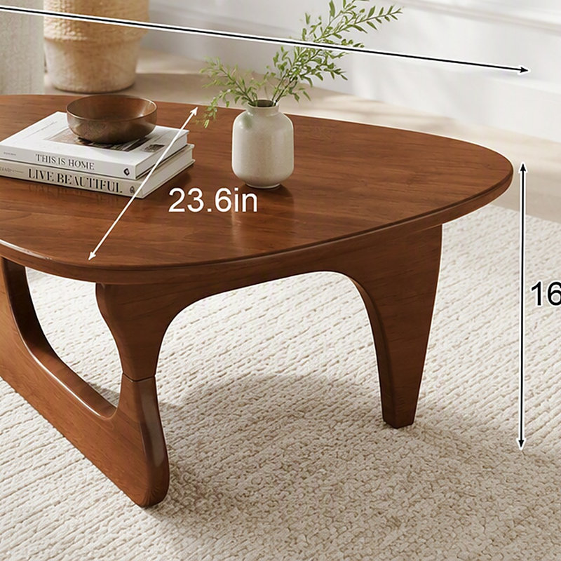 Table basse ovale à base triangulaire, 17 lb, Walnut