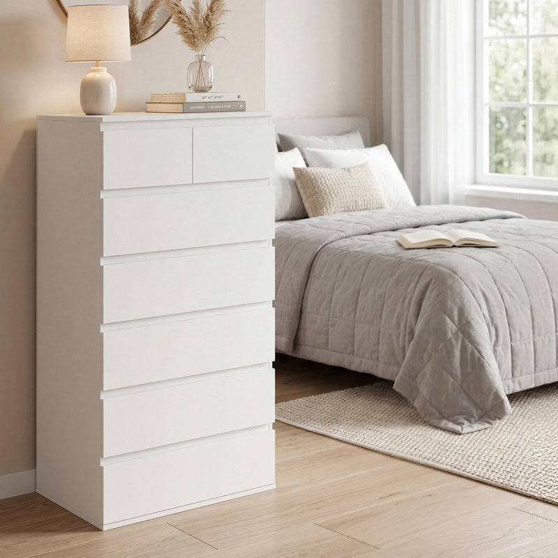 Levede Tall Chest of Drawers White Storage Cabinet for Bedroom Hallway Home