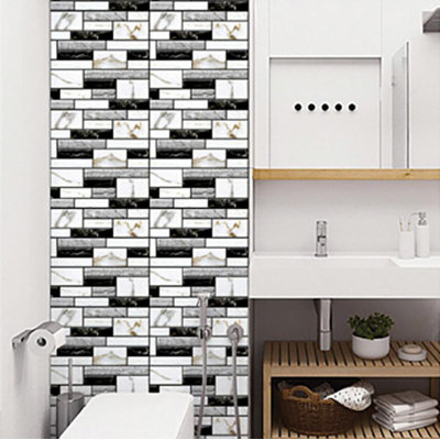 30.5 cm. W x 30.5 cm. L Fireplace Surround and Shower Peel and Stick Field Tile