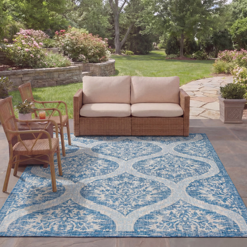 Herefordshire Performance Damask Indoor/Outdoor Area Rug, Rectangle 8' x 11'
