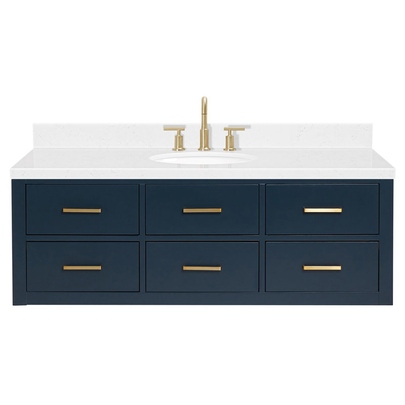 Ensemble de meuble-lavabo simple mural 54,25 "Macmullin, Bleu minuit