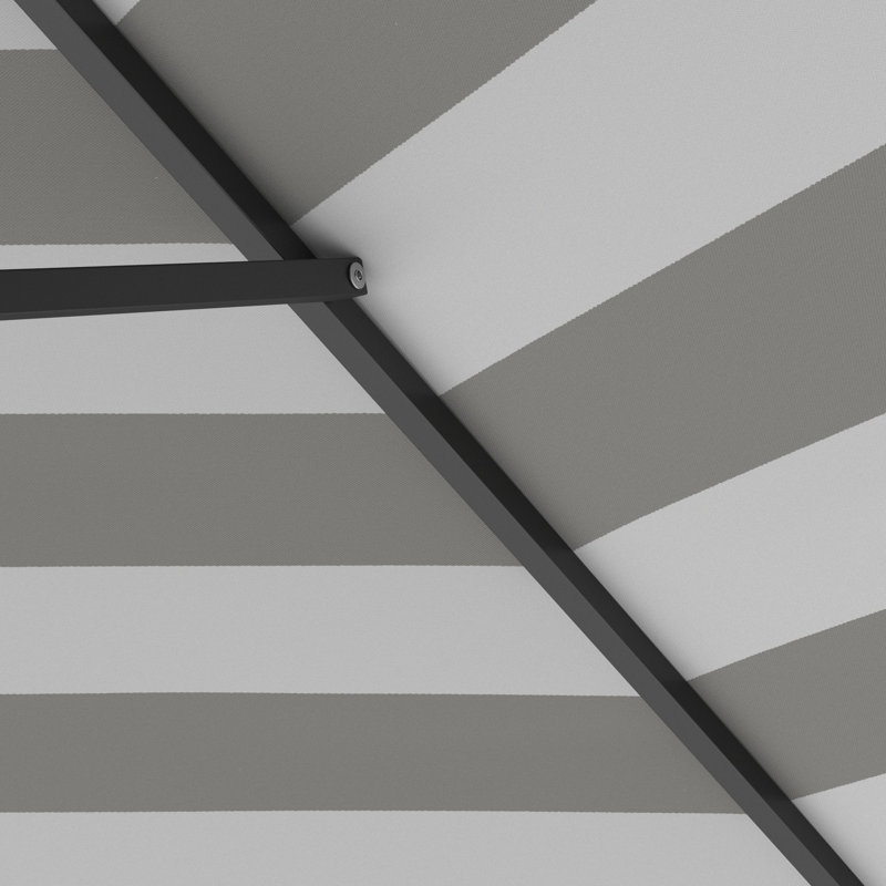 Parasol de patio 9 pi avec mât en aluminium, nervure en acier, manivelle, inclinaison par pression avec tissu oléfine Solstice