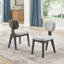 Ensemble de table de salle à manger 7 pièces Beny, 54 po rond blanc, chaises à dossier bas, gris foncé-121897309