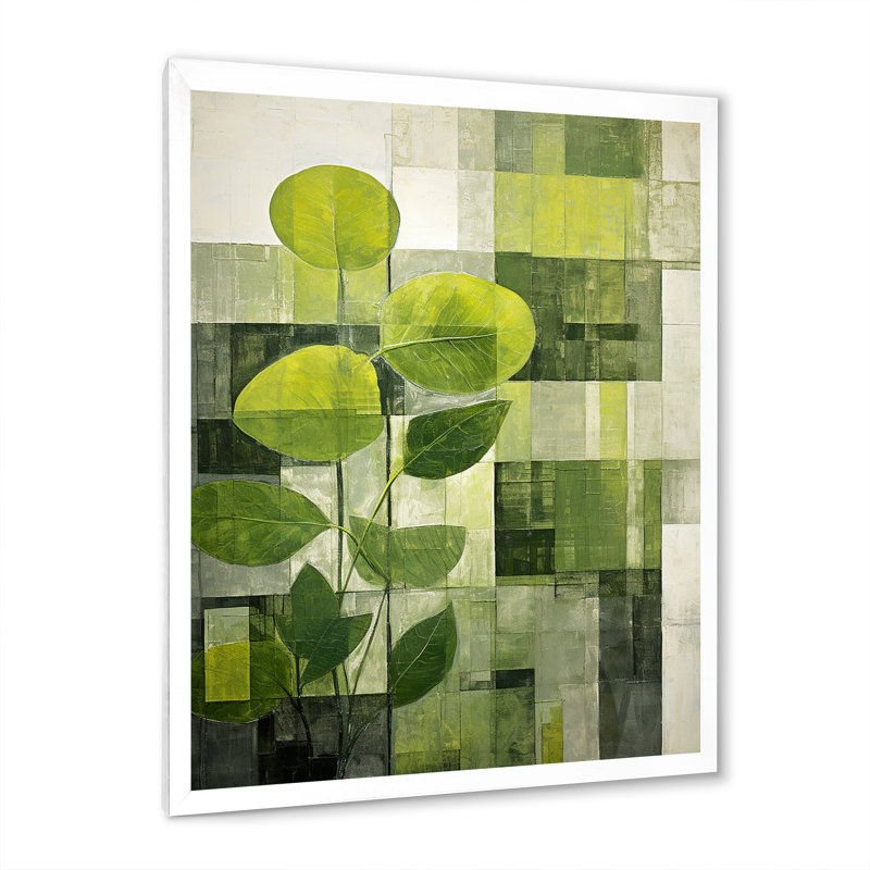 Plantes vertes écologiques Symphony IV - Botanicals, art mural, Cadre simple blanc, H 20 po x l 12 po x P 1 po