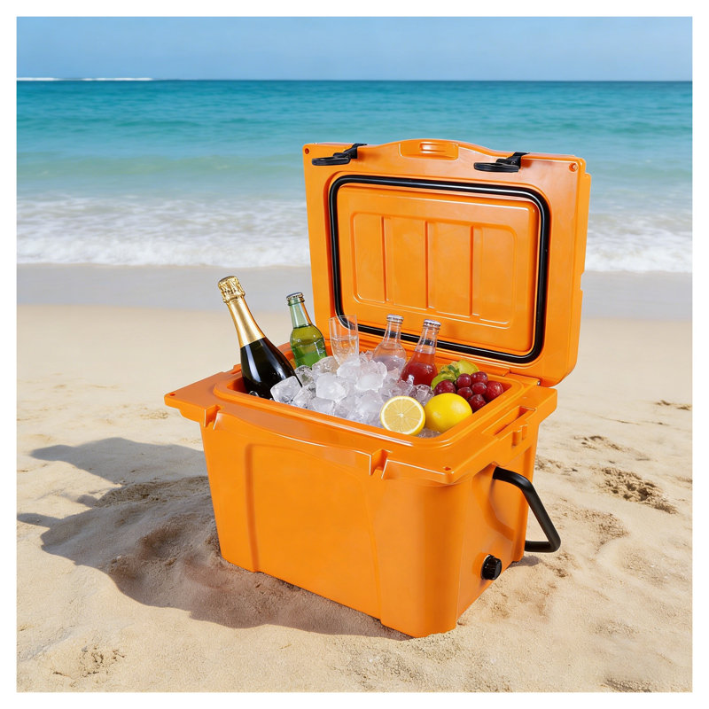 Glacière portative de 25 pintes avec ouvre-bouteille - glacière orange pour le camping et la saison, Orange