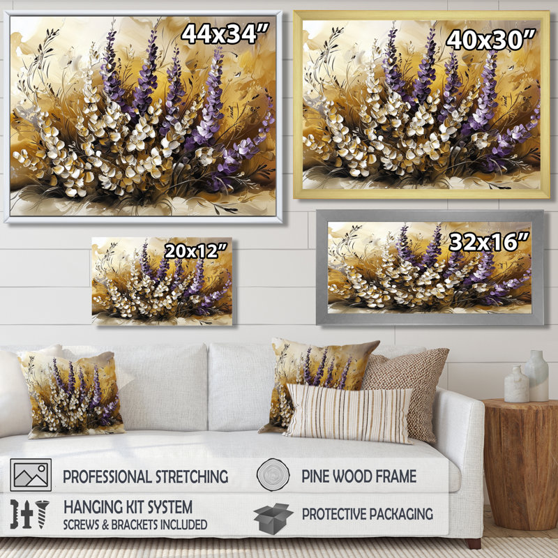 Jaak - Floral Canvas Art Print, Reproduction encadrée d'une seule photo, Argent, H 16 po x l 32 po