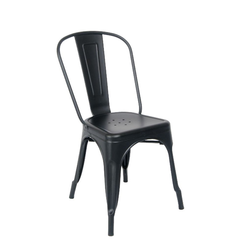 Slat Back Stacking Side Chair, Black
