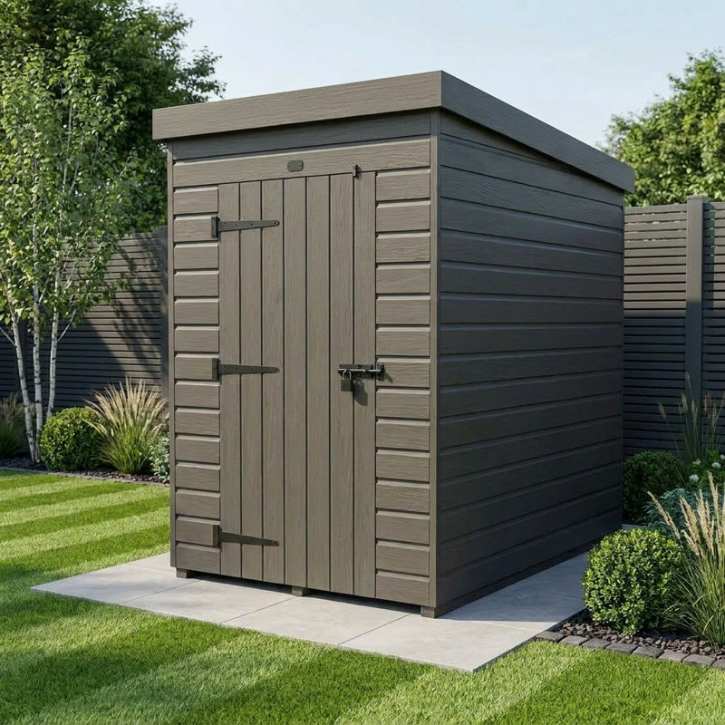 Total Sheds 4ft x 5ft Composite Pent Garden Shed - Single Door - No Windows - EPDM Rubber Roof - UK Manufactured