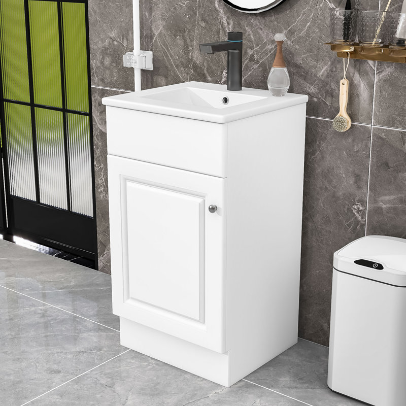 Elegant Bathroom Vanity with Sink and Soft-Close Door, Blanc