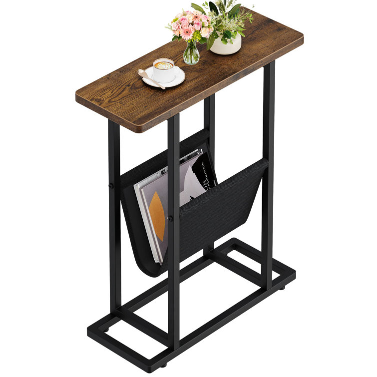 Edmonds Small Steel and Wood End Table, Side Tables