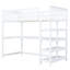 Lit mezzanine simple, blanc, avec bureau et tablettes pour un rangement extraordinaire - Bois de pin construit-217809021-217809019