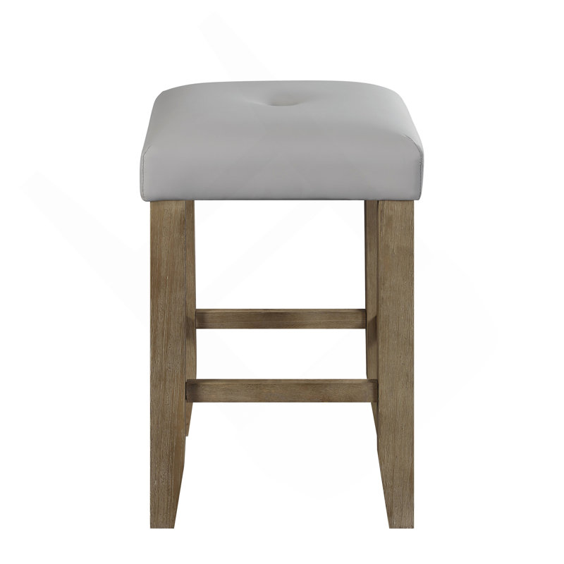 Tabouret à hauteur de comptoir Charnell en cuir synthétique gris et chêne (ensemble de 2)