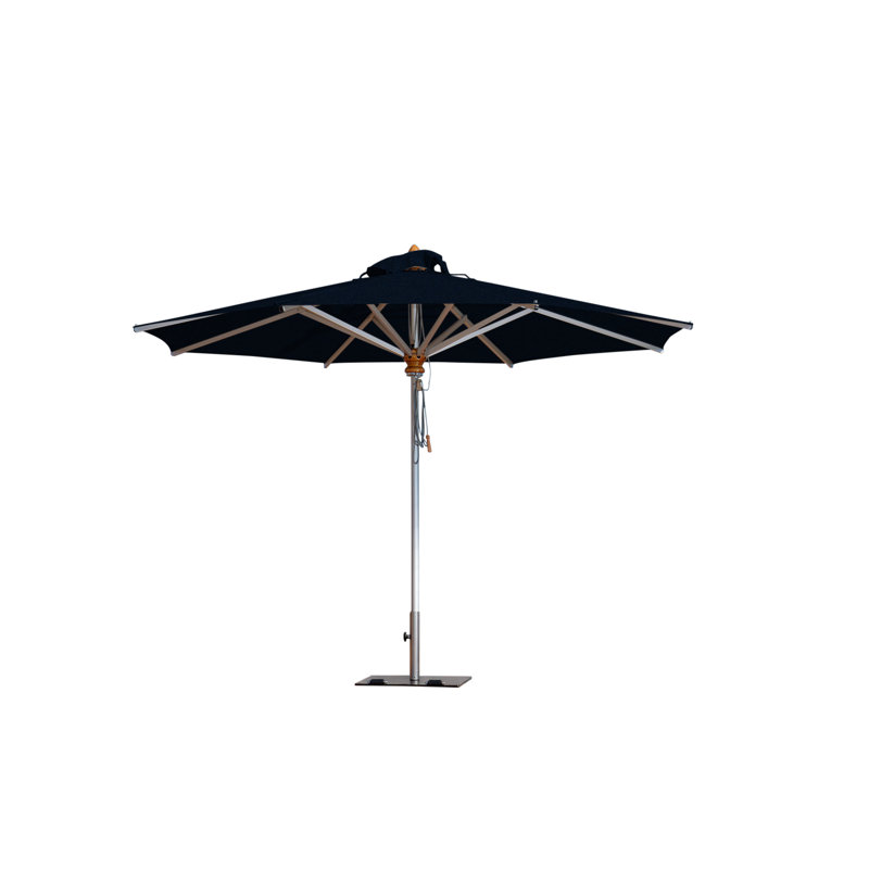 Bravura 13.1' Round Market Umbrella, Square Metal w/ wheels+2.25" Stainless Steel Tube, 111.41" H x 157.48" W x 157.48" D