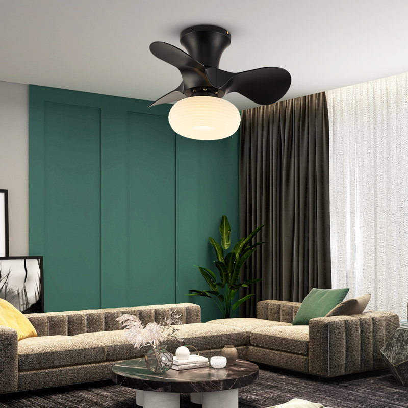 Kosie 21.25'' Ceiling Fan with LED Lights, Satin Black with Black Blades