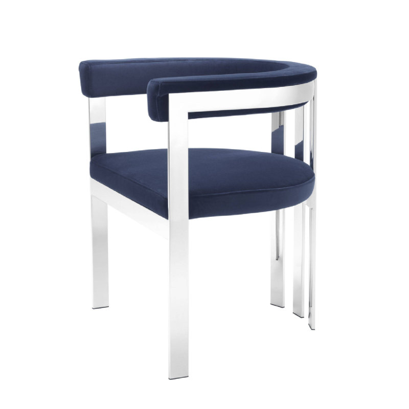 Clubhouse 18'' H Upholstered Armchair, Midnight Blue, Silver