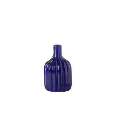 Vase bouteille en céramique à finition brillante bleu de cobalt