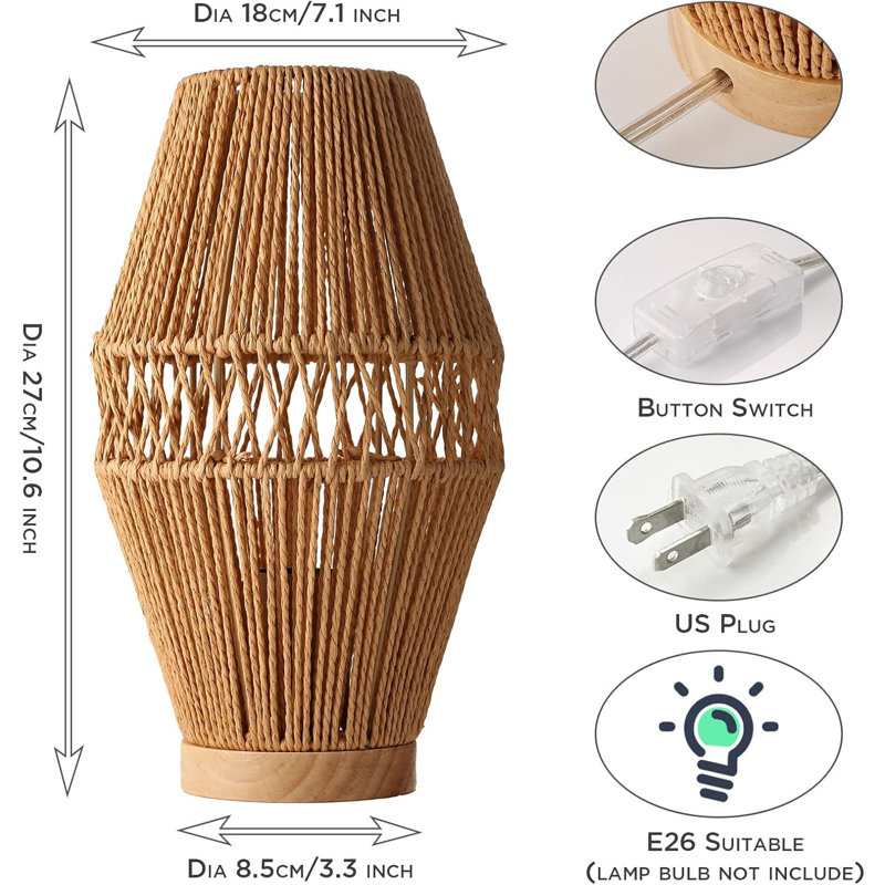 Ensemble de 2 lampes de table Boho Rattan