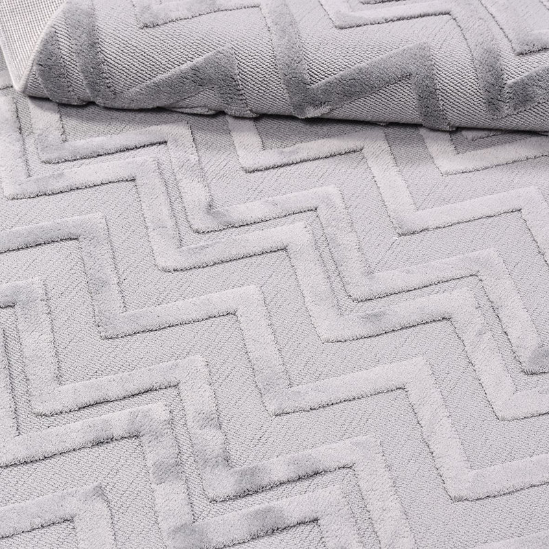 Tapis gris moderne lavable à la machine, Tapis de couloir 3 pi 4 po x 8 pi 3 po