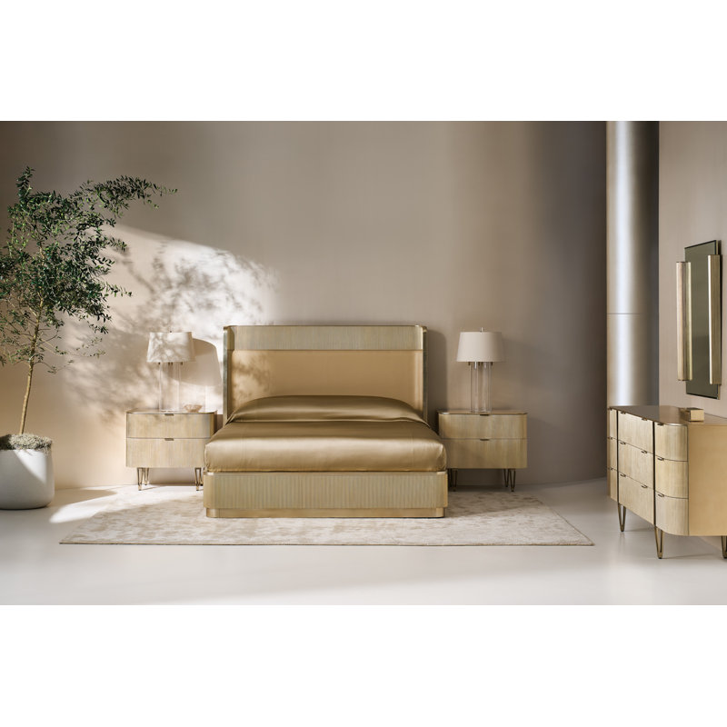 Caracole Classic Flat Beveled Wall Mirror, Beige